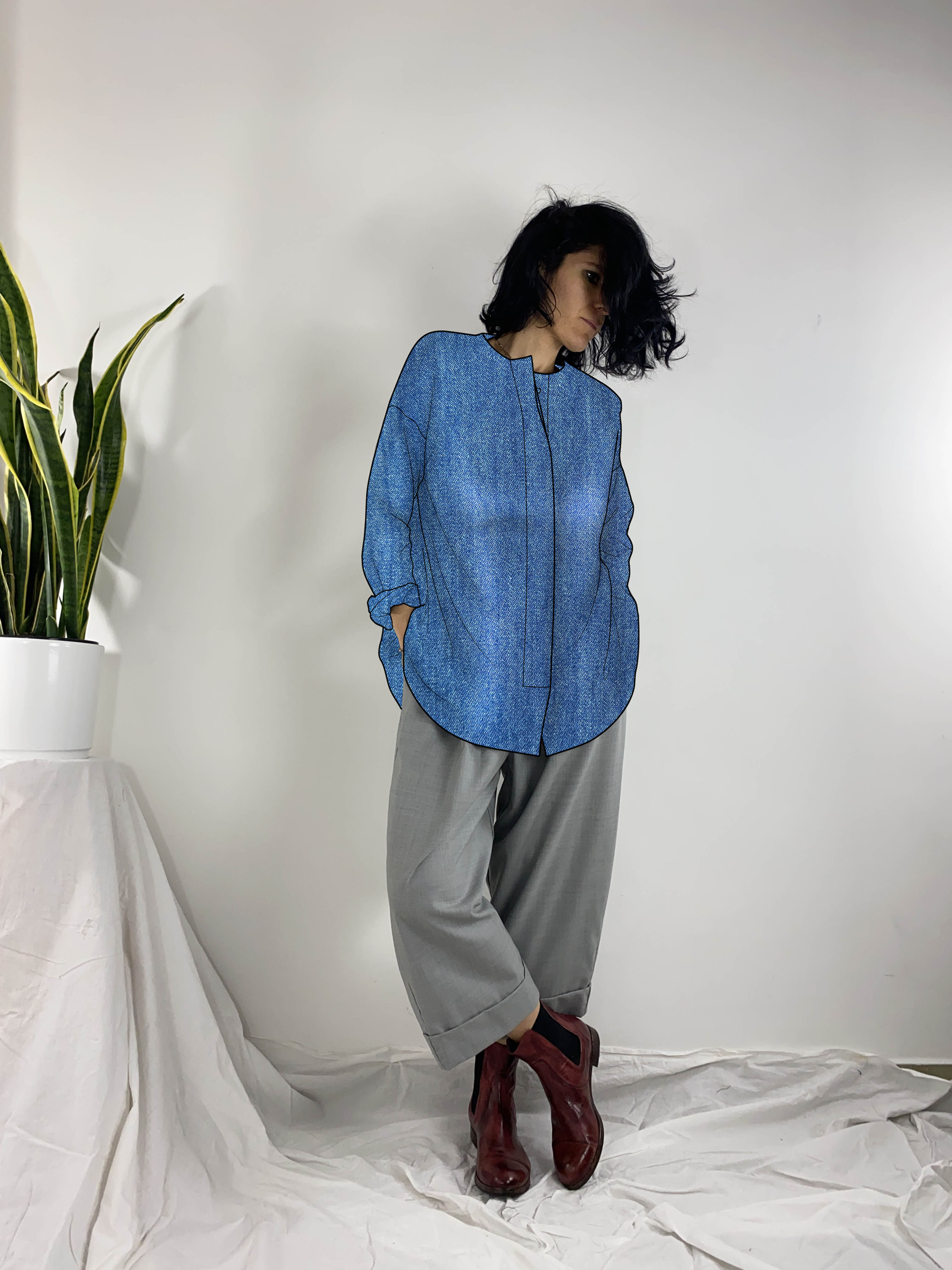 Camicia PESCHE in chambray 100% cotone