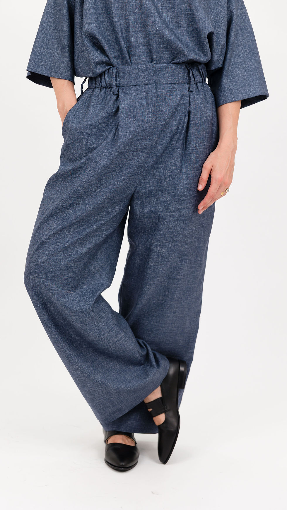 Miniatura: Pantaloni AGNONE lungo in lana seta