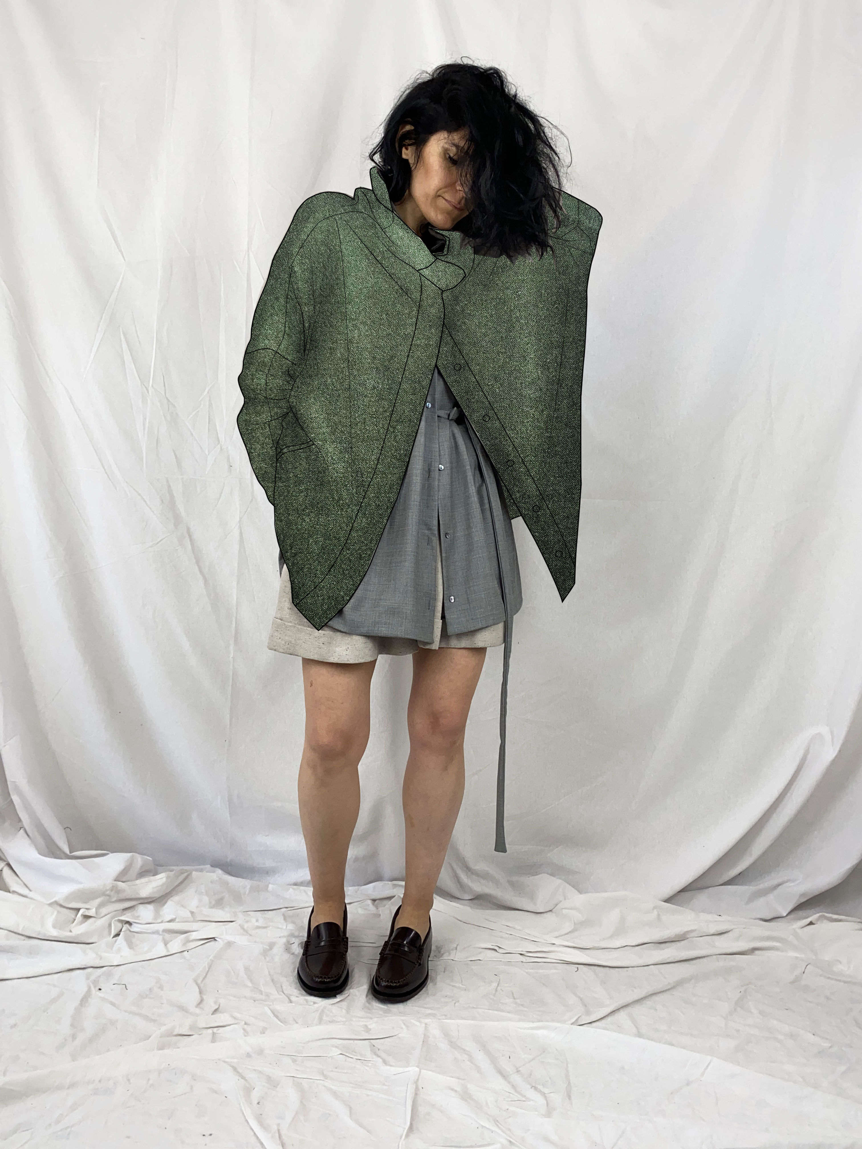Giacca cardigan URURI in flanella pettinata