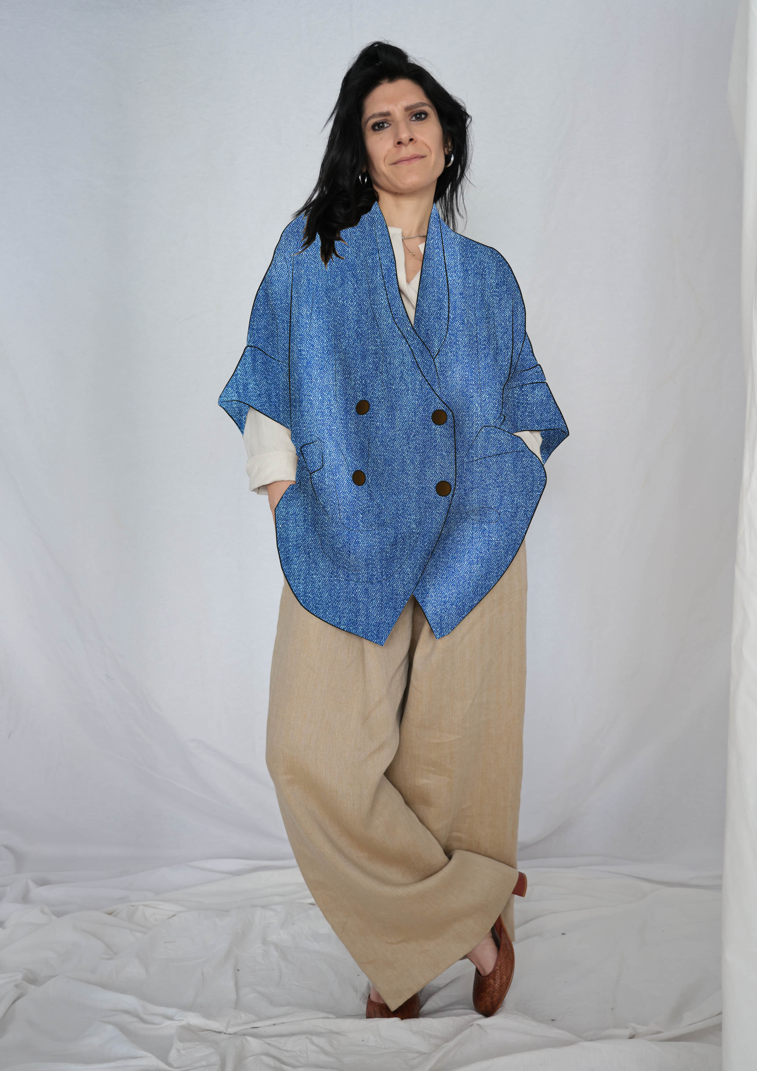 Giacca BONEFRO manica al gomito in chambray 100% cotone