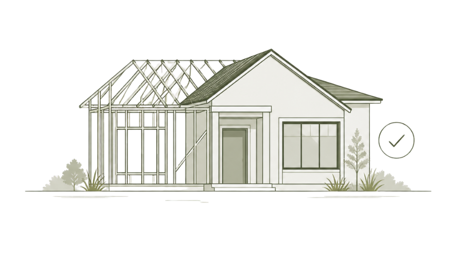 Professional home inspections icon showing house stages.