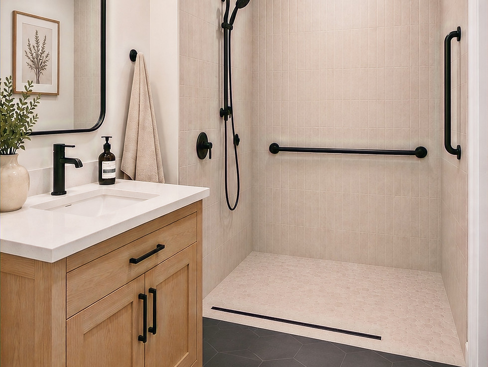 Modern walk-in shower by bathroom remodeling services Denver.