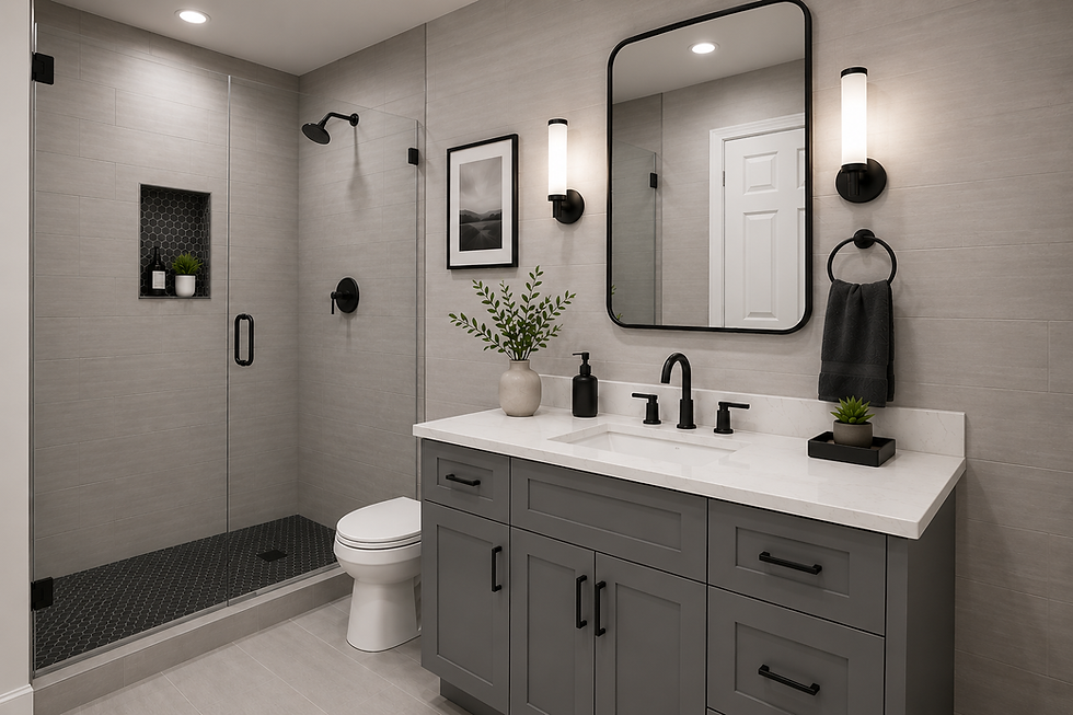 contemporary gray bathroom remodel walk-in