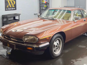 brown Jaguar XJS vintage car detailing in Chelsea London