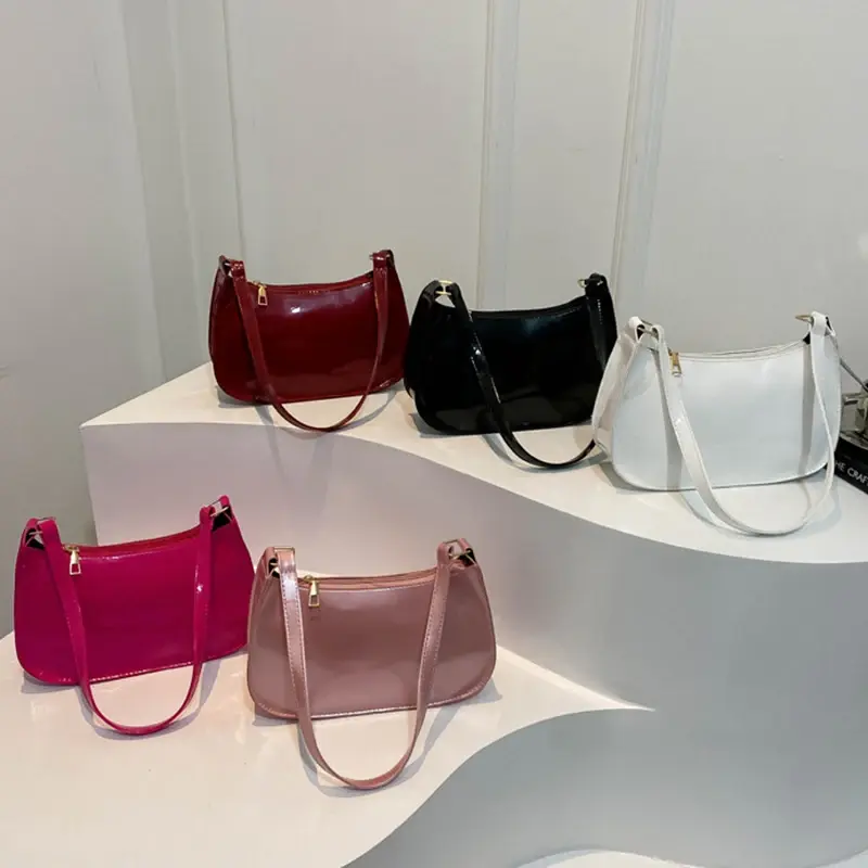 Thumbnail: Retro Solid Color PU Leather Shoulder Underarm Bag Women's Fashion Handbags