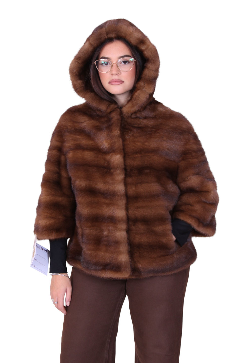 giacca visone con cappuccio