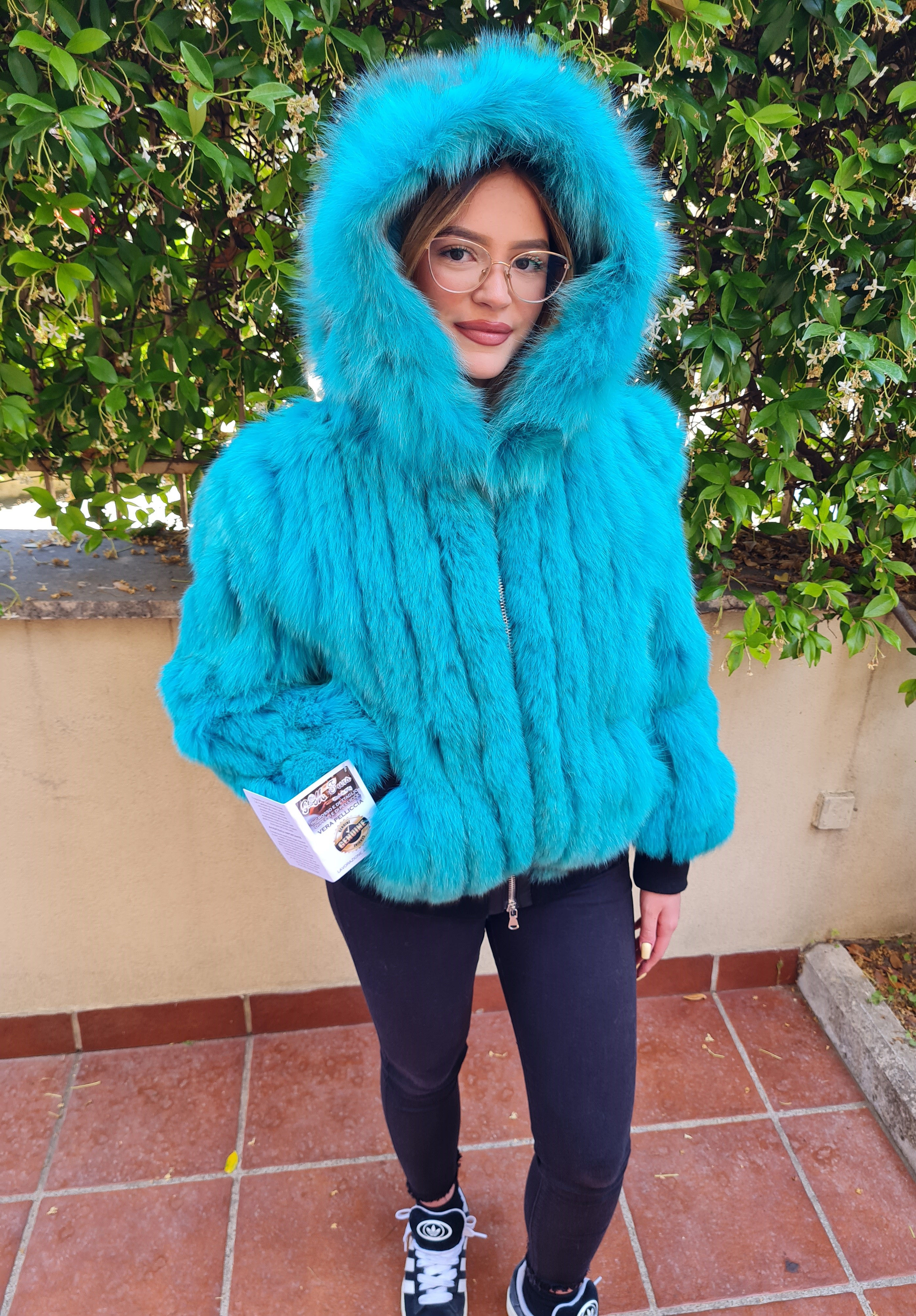 giacca bomber volpe turchese  -  nuovo