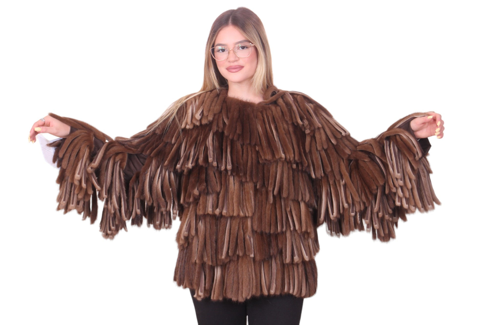 giacca visone con frangie