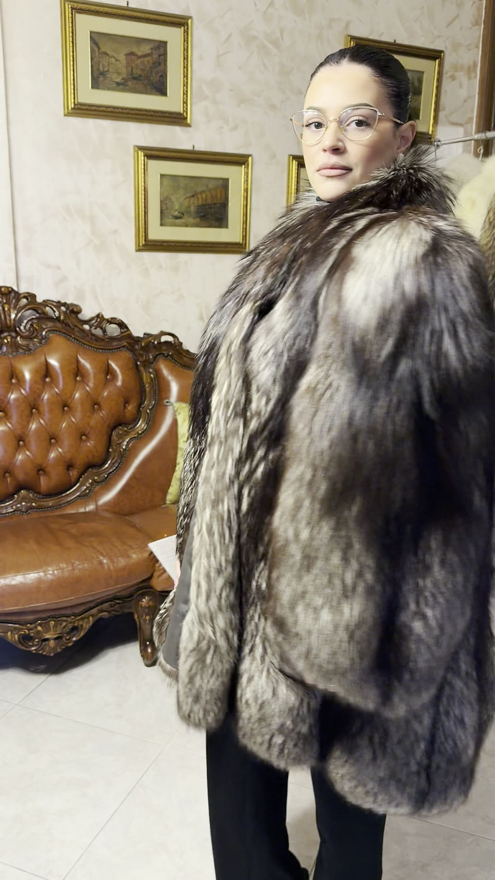 Miniatura: giacca classica volpe argentata