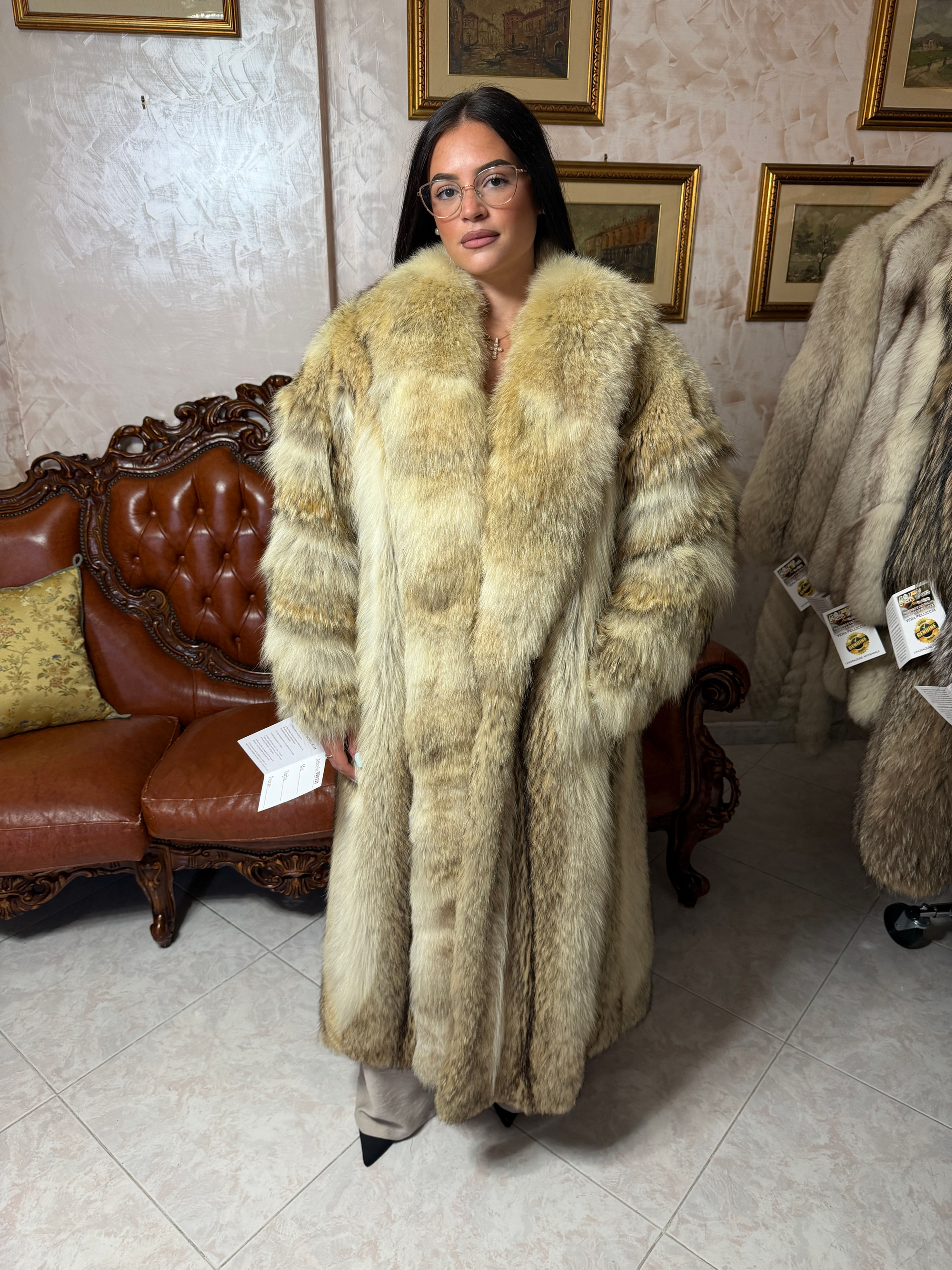 cappotto pelliccia coyote