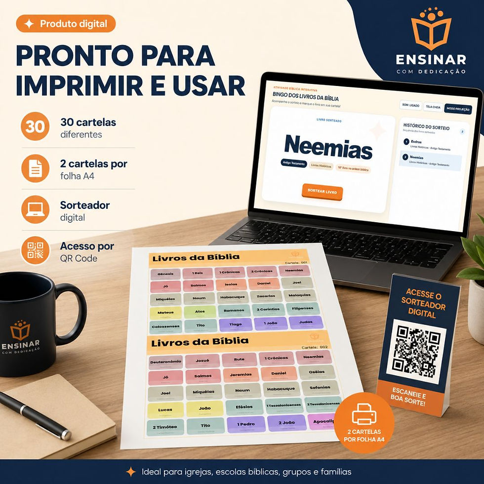 Miniatura: Bingo dos Livros da Bíblia — 30 Cartelas + Sorteador Digital