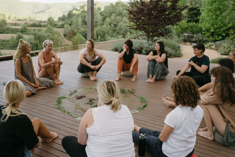 yoga retreat in spain, near Barcelona, women circle barcelona