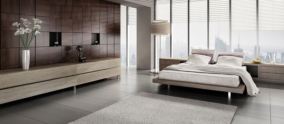 Beautiful bedroom with skyline
