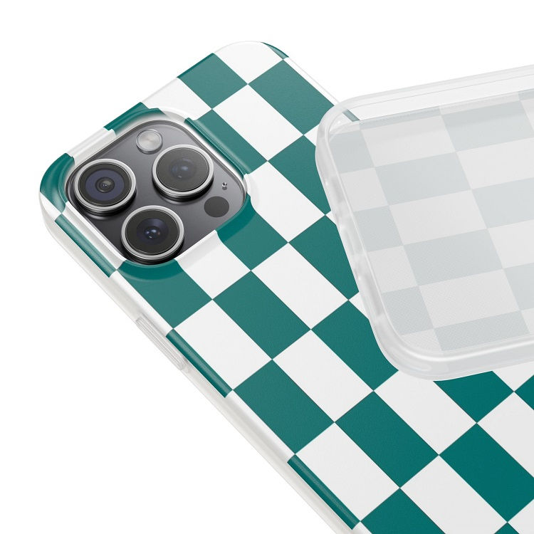 Thumbnail: Trendy Green and White Checkerboard - iPhone Cases