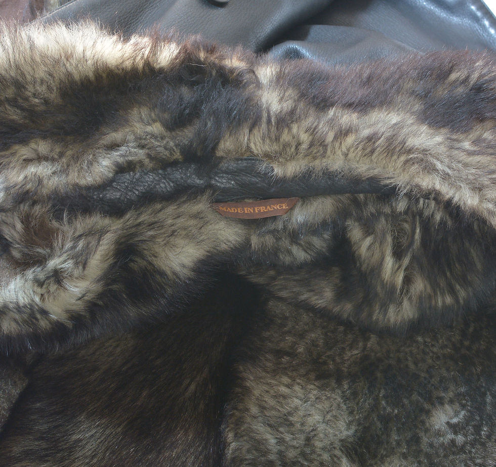 Thumbnail: $9K Ultra Rare SERAPHIN France Hermes Maker Leather Fur Black Overcoat 52 42