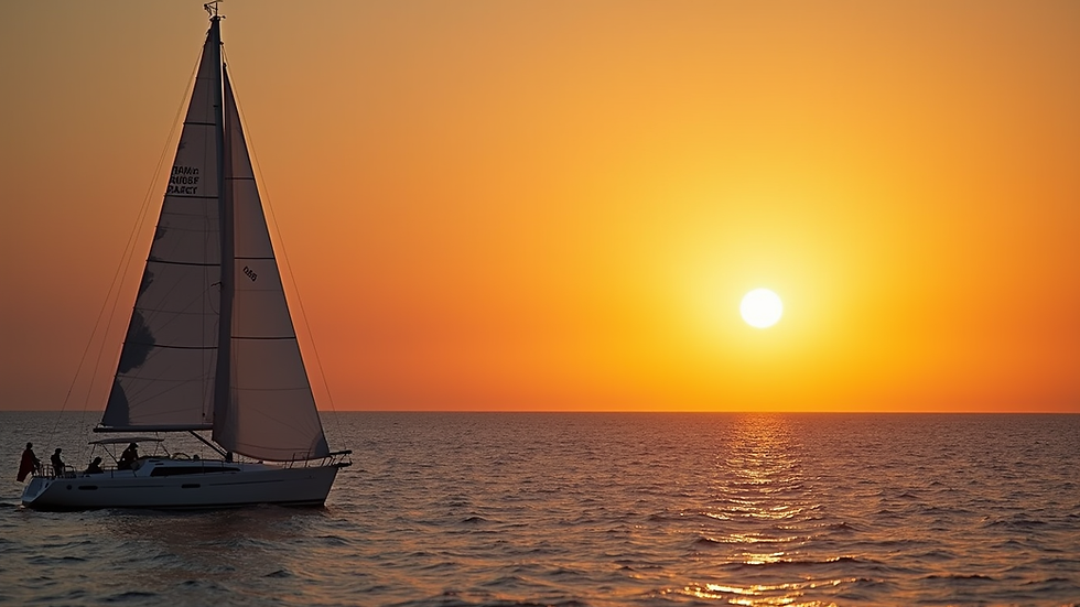 Vue panoramique d’un voilier au coucher du soleil sur la mer de Guanacaste