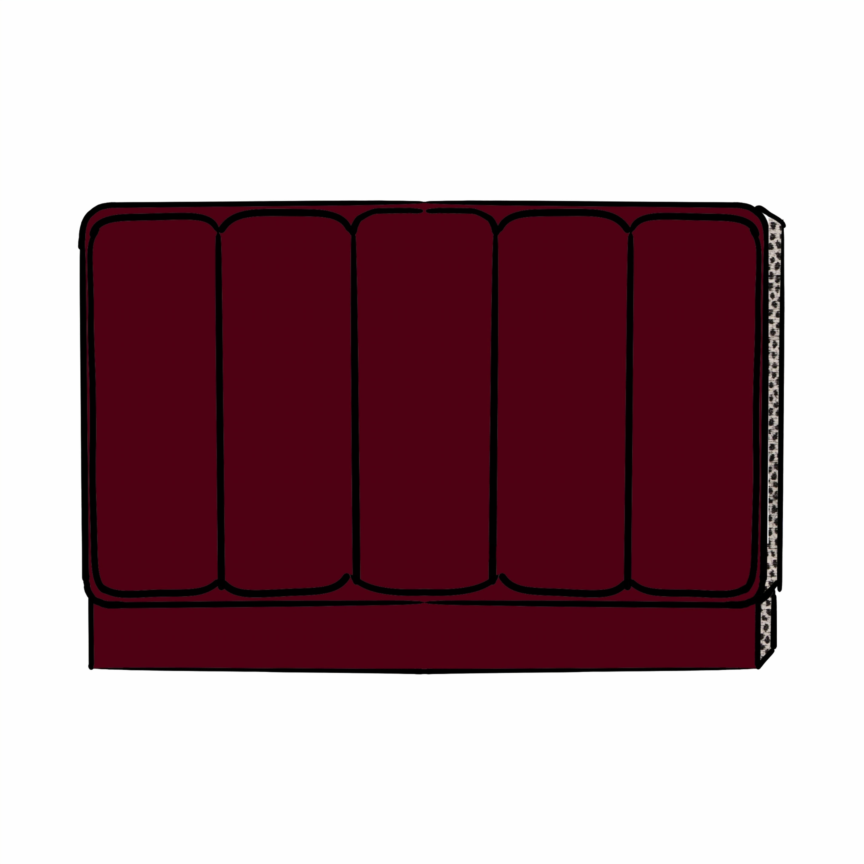 The Cat's Pyjamas King Size Headboard in dark red velvet with leopard print border