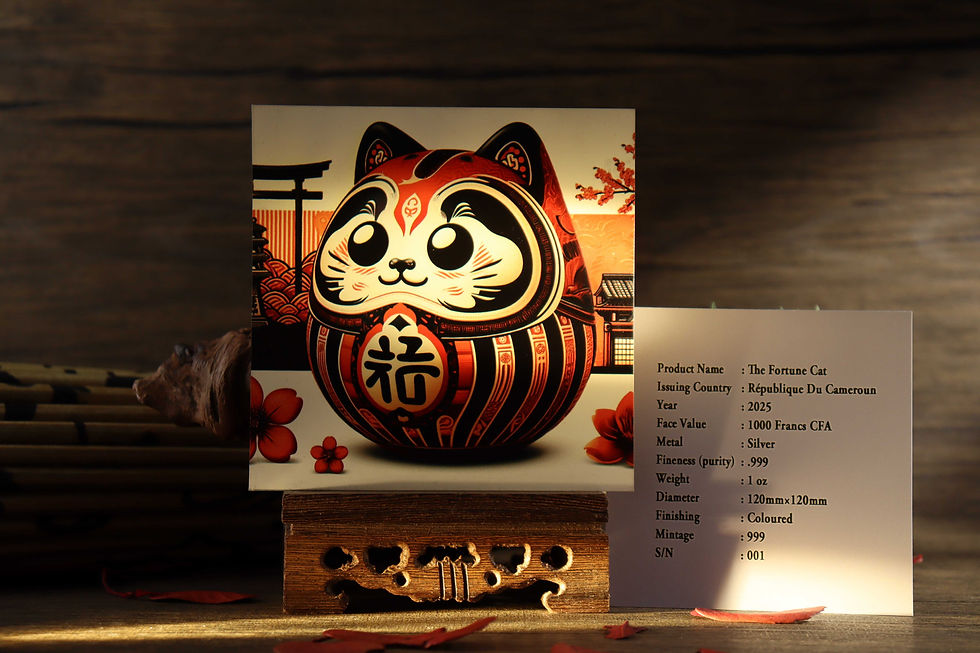 Thumbnail: LUCKY DARUMA FORTUNE CAT 1oz Silver Coin