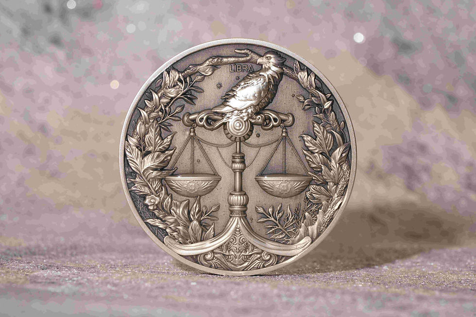 Thumbnail: LIBRA TWELVE ZODIAC SIGNS - Glow in the Dark - Silver 5oz Pure by Mint of MK