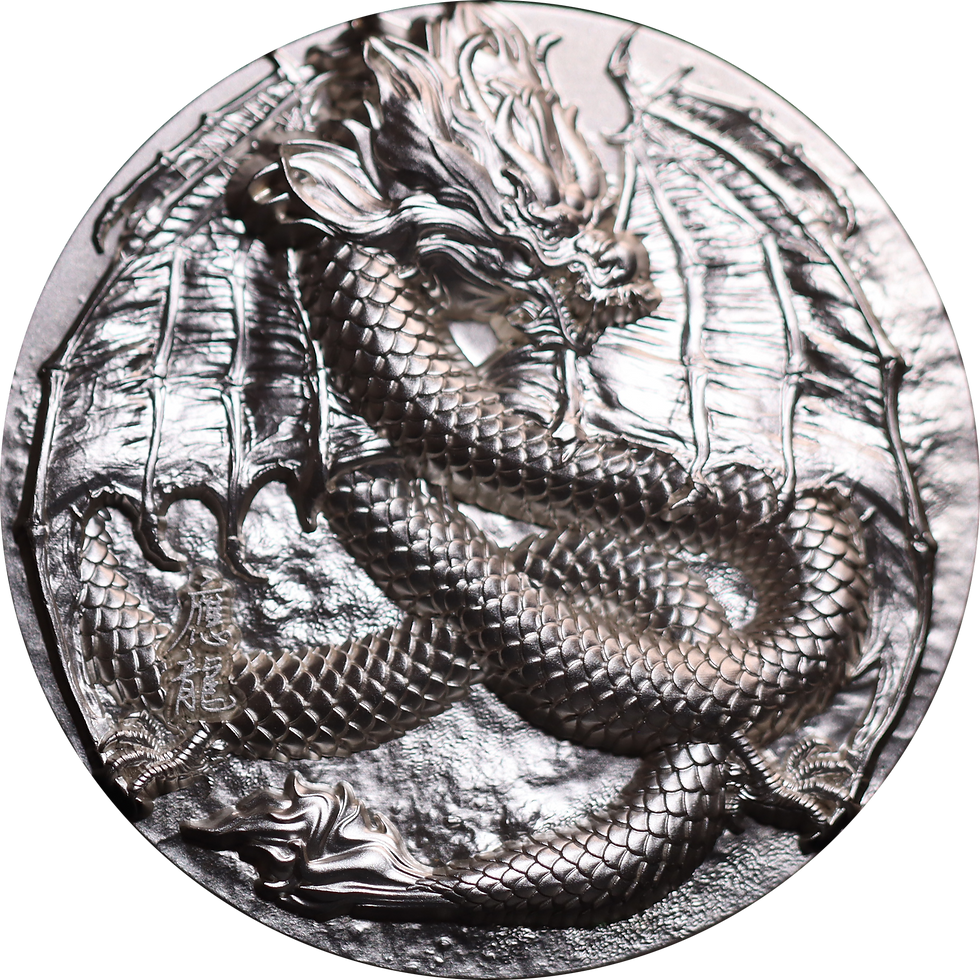 THE WINGED DRAGON (WISDOM) - Silver 5oz Pure