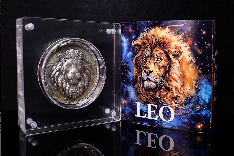 Thumbnail: LEO TWELVE ZODIAC SIGNS - Glow in the Dark - Silver 5oz Pure