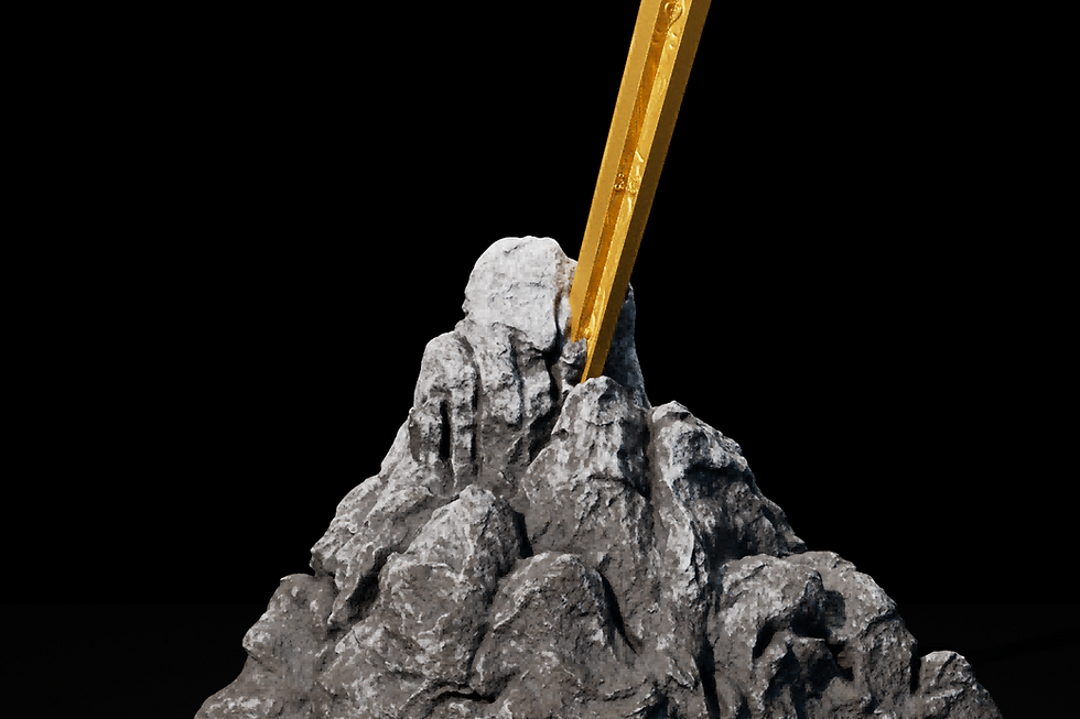 Thumbnail: EXCALIBUR STUCK IN ROCK (Gold Glided) 2oz Silver Coin 2000 Francs Cameroon 2025