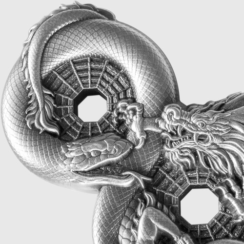 Shimeni Andrade専用　明治期　龍文　大目貫　１対　鍍金銅製　骨董品 FIGURE 8 DRAGON & SNAKE 3 oz Silver Coin (Antiqued Finish