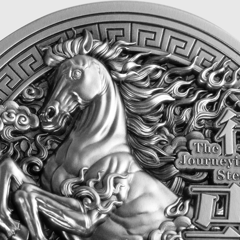 Thumbnail: THE JOURNEYING STEED (ANTIQUED FINISH) 2oz Pure Silver CoiN