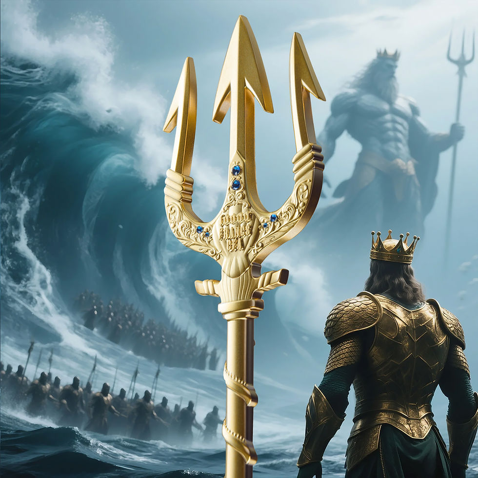 Thumbnail: Poseidon Trident 2 oz Silver Coin (Gold Gilded) 2025 Tchad
