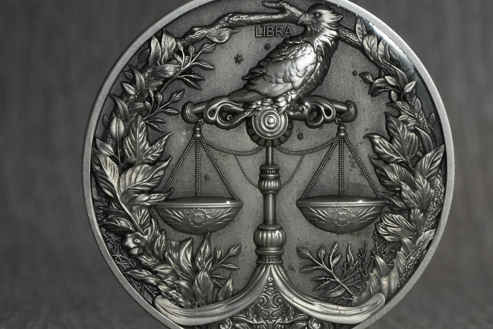 Thumbnail: LIBRA TWELVE ZODIAC SIGNS - Glow in the Dark - Silver 5oz Pure by Mint of MK