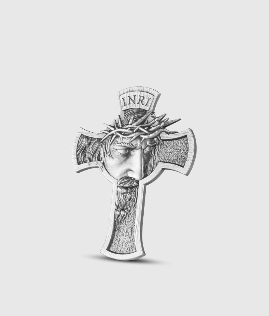 Thumbnail: Jesus Cross 1 oz Silver Coin – Antiqued Finished 2025 Tchad 5000 Francs