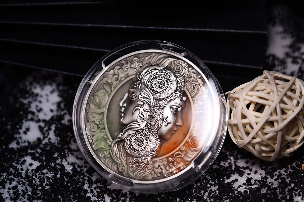 Thumbnail: GEMINI TWELVE ZODIAC SIGNS - Glow in the Dark - Silver 5oz Pure