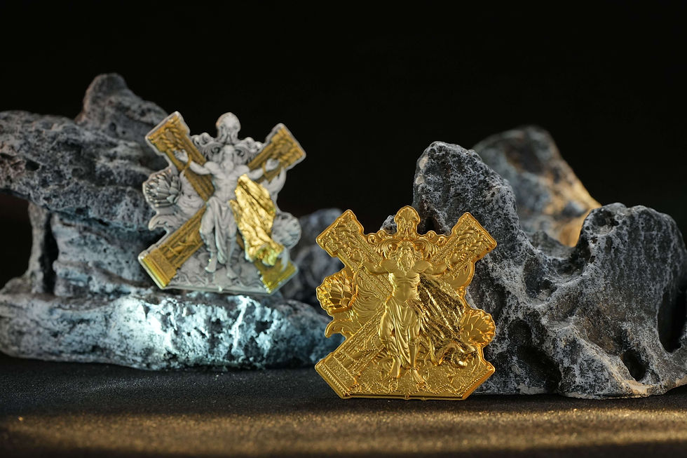 Thumbnail: 12 APOSTLES: ST. ANDREW - 2oz Gold Glided Silver Coin 2000 Francs Cameroon