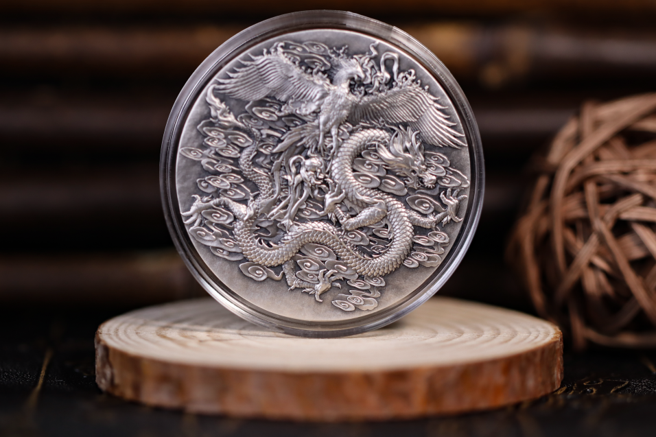 Thumbnail: DRAGON & PHOENIX: THE POWER PAIRING  - 1.8oz Pure Silver Coin