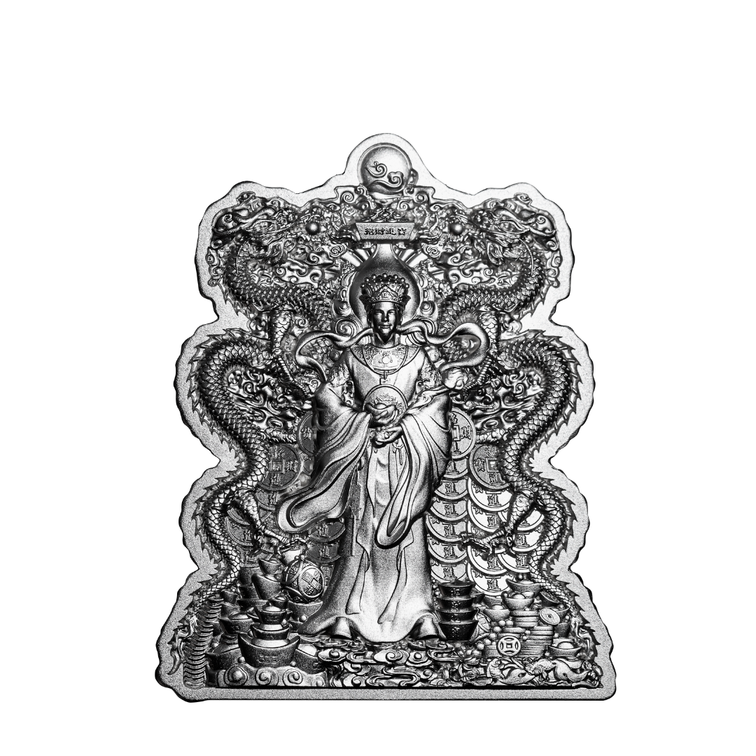 DOUBLE DRAGONS GOD OF WEALTH - Antique Silver 2oz