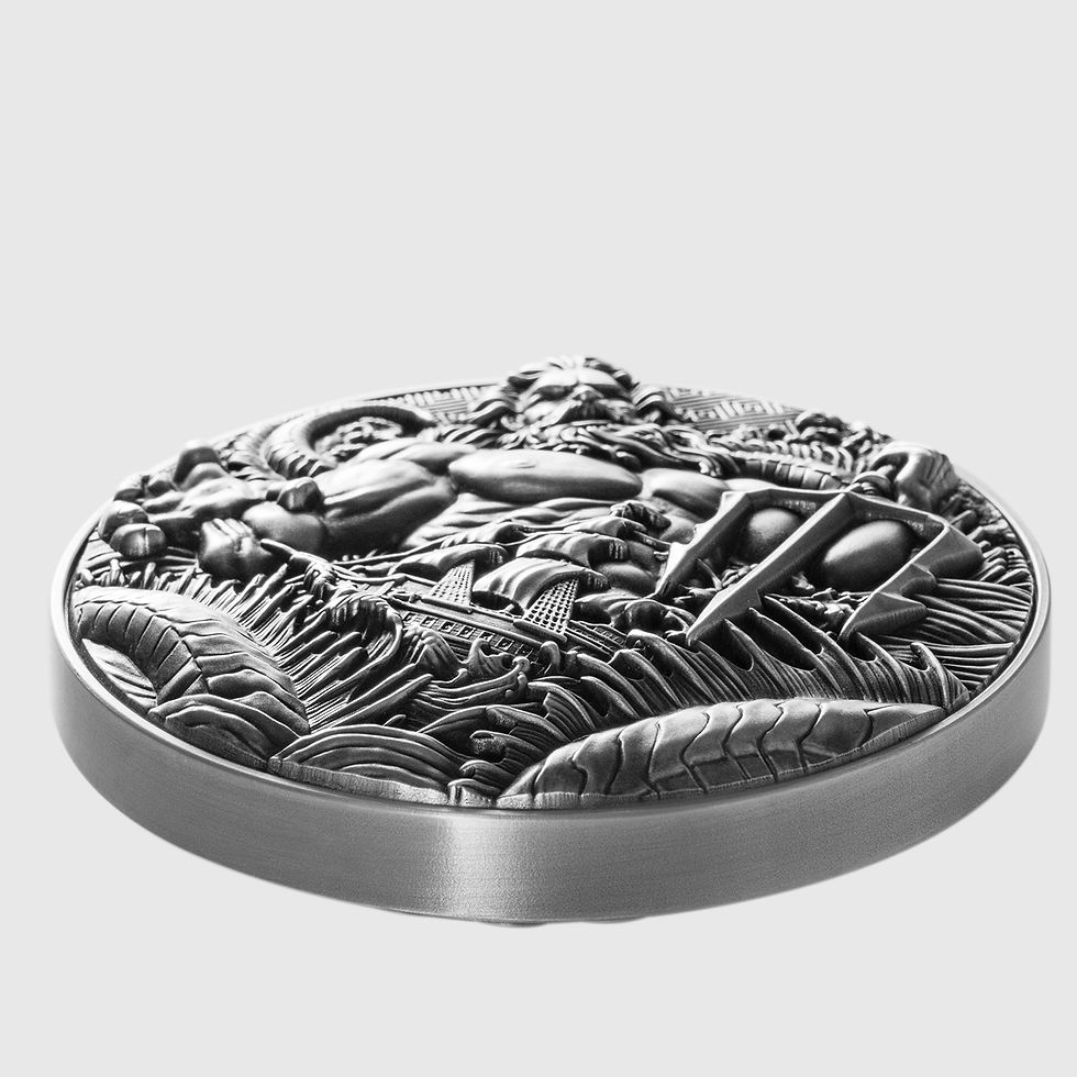 Thumbnail: POSEIDON – ANCIENT GREEK GOD OF THE SEA 2 OZ SILVER COIN – ANTIQUED FINISH