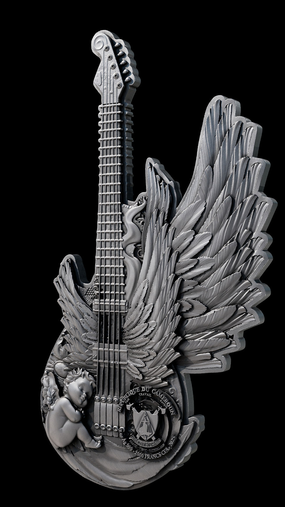 Thumbnail: GUITAR OF ANGEL Divine Music - 2oz Silver Coin 2000 Francs Cameroon 2025