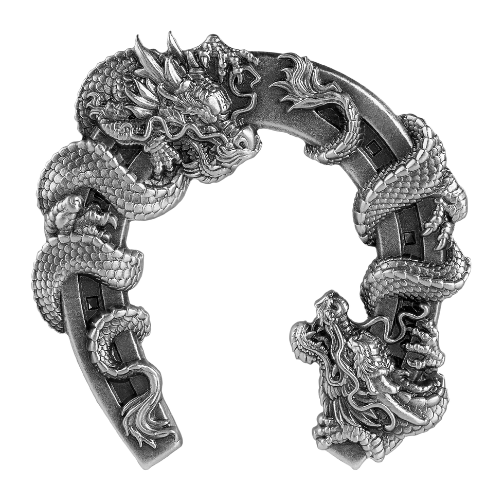 DRAGONS HORSESHOE - Antique Finishing 1oz Pure
