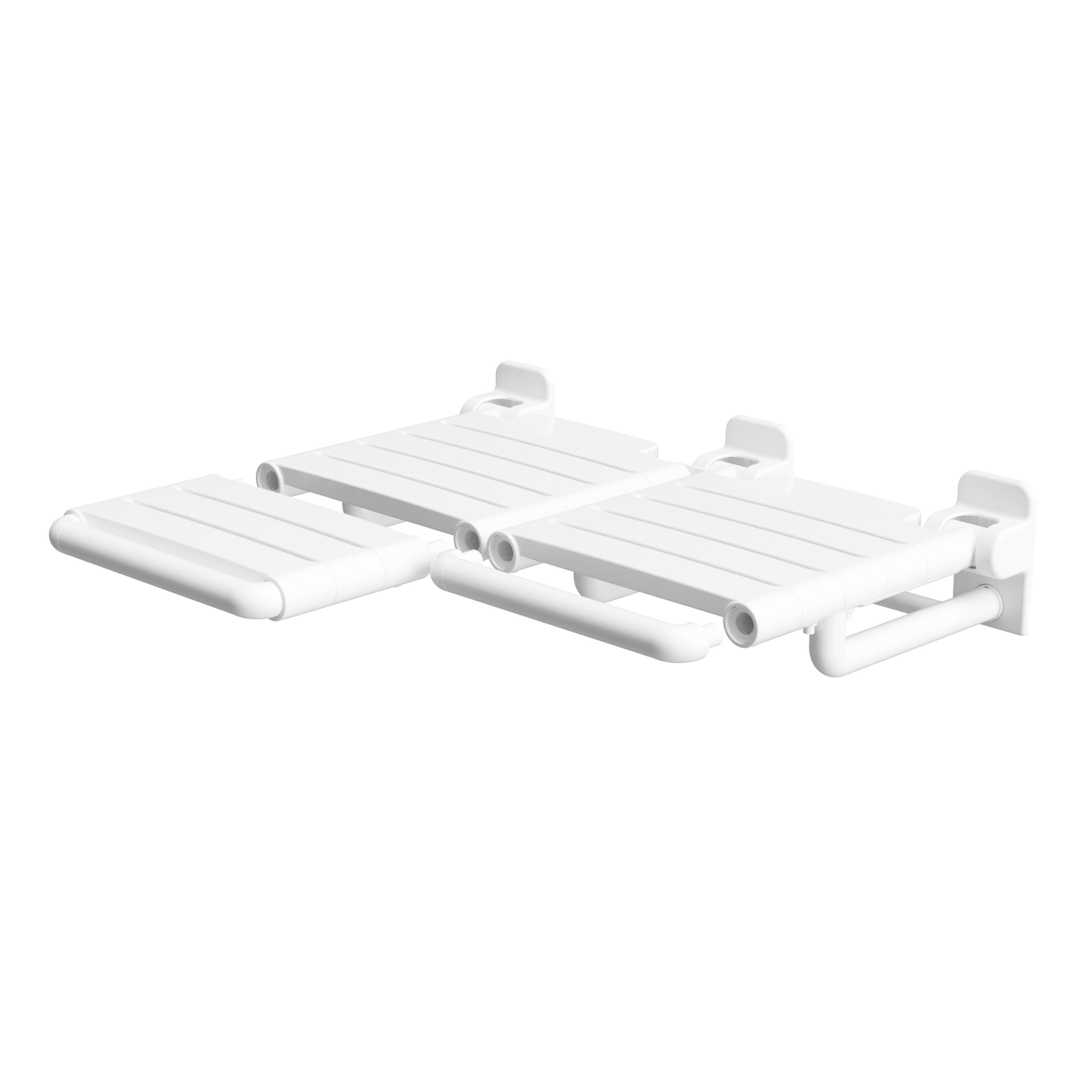 Nylon Top Reversible 28x22 Fold Down L Shower Seats With Wall Support