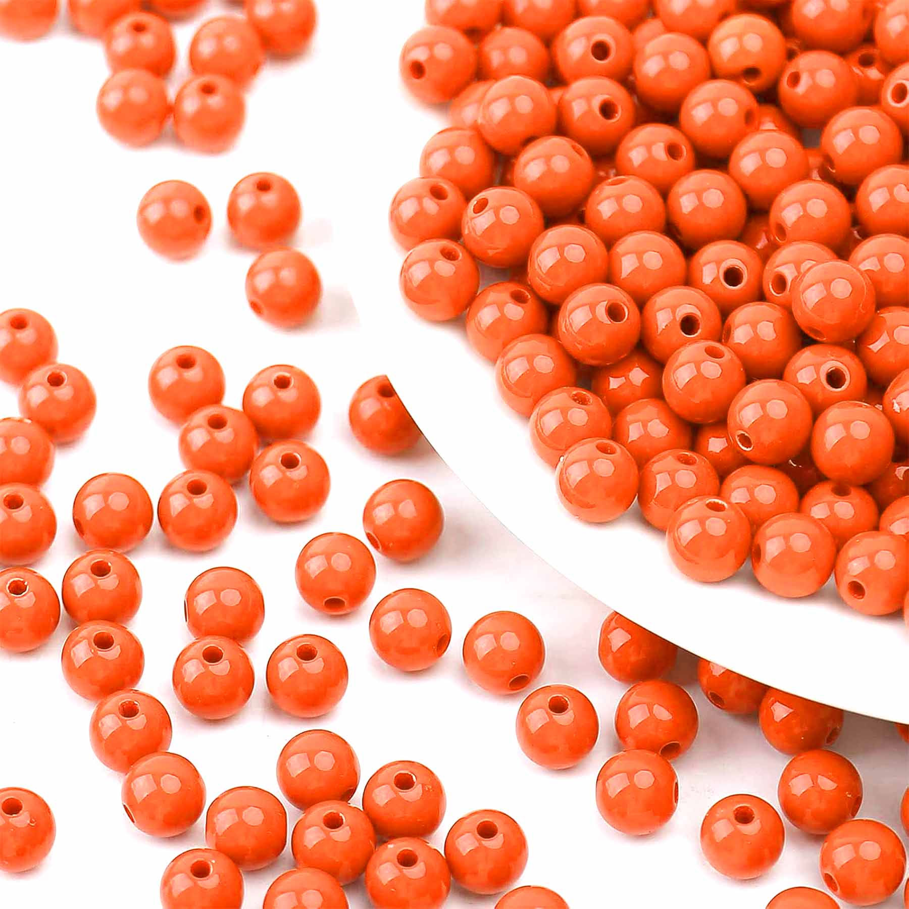 Orange 6mm round beads