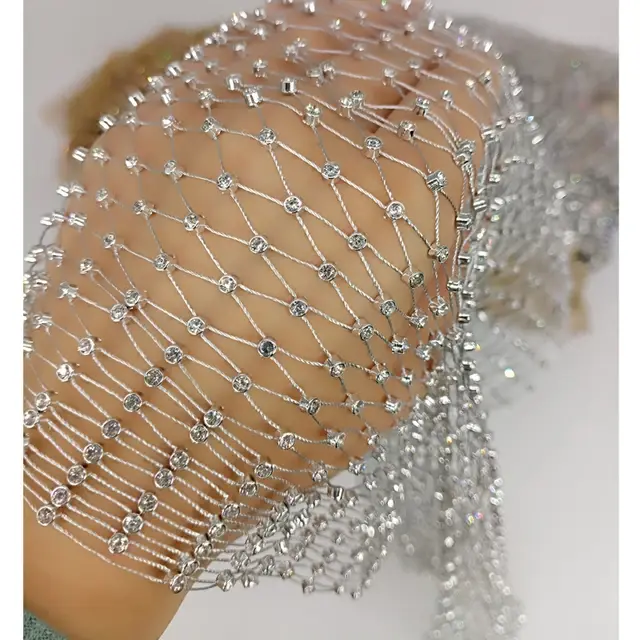 Thumbnail: Rhinestone Mesh Stretch Crystal Mesh Net for DIY Crafts Costume and Sewing