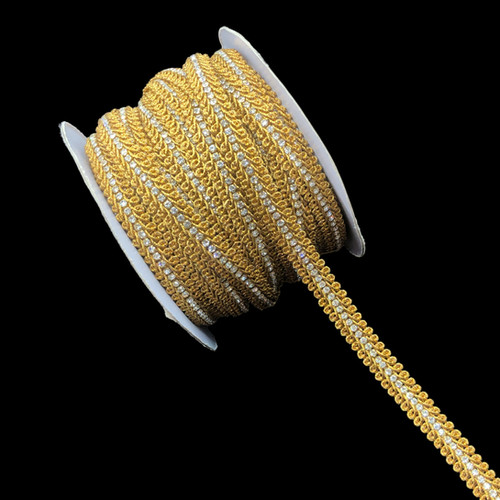 Yellow Rhinestone Border Gold Metallic Rhinestone Braided Border 1cm Wide by Yards For Sewing ...