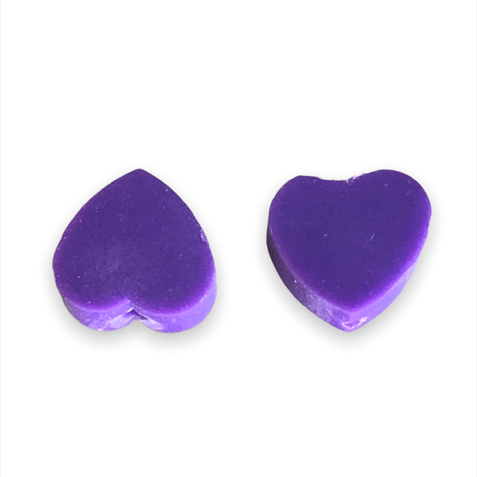 Purple Heart Shape Clay Beads