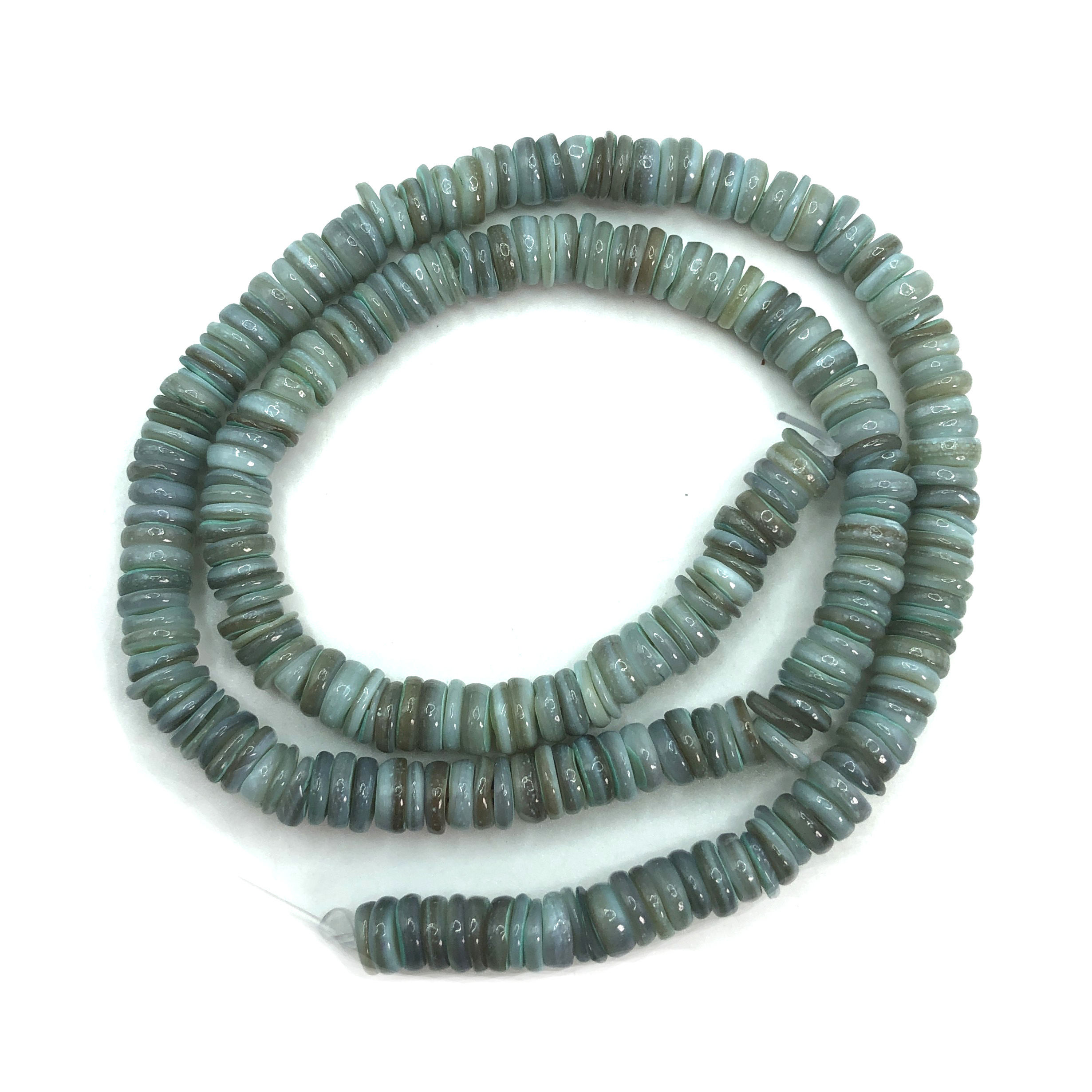 Natural Flat Round Disc Shell Beads 6mm 41cm Long/Strand for DIY Crafts