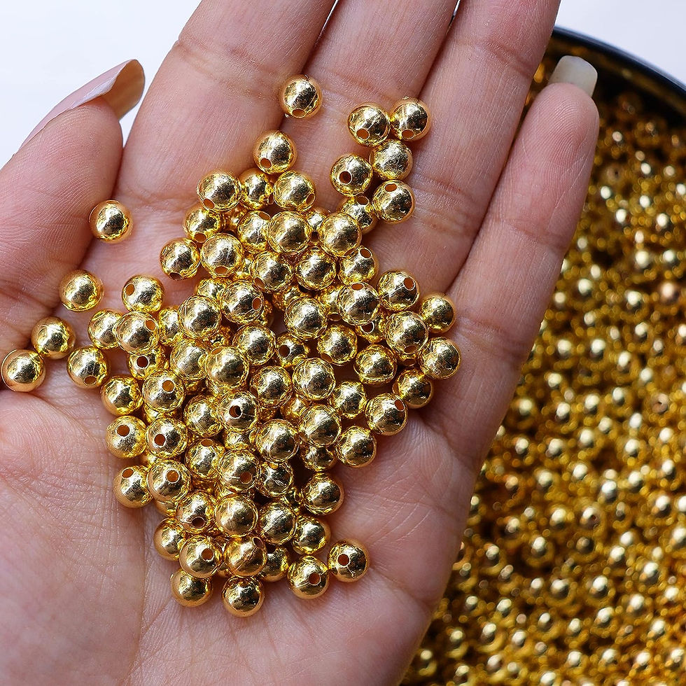 Thumbnail: 6mm Golden Round Pearl Loose Beads for DIY Crafts Bracelet Jewelry Making