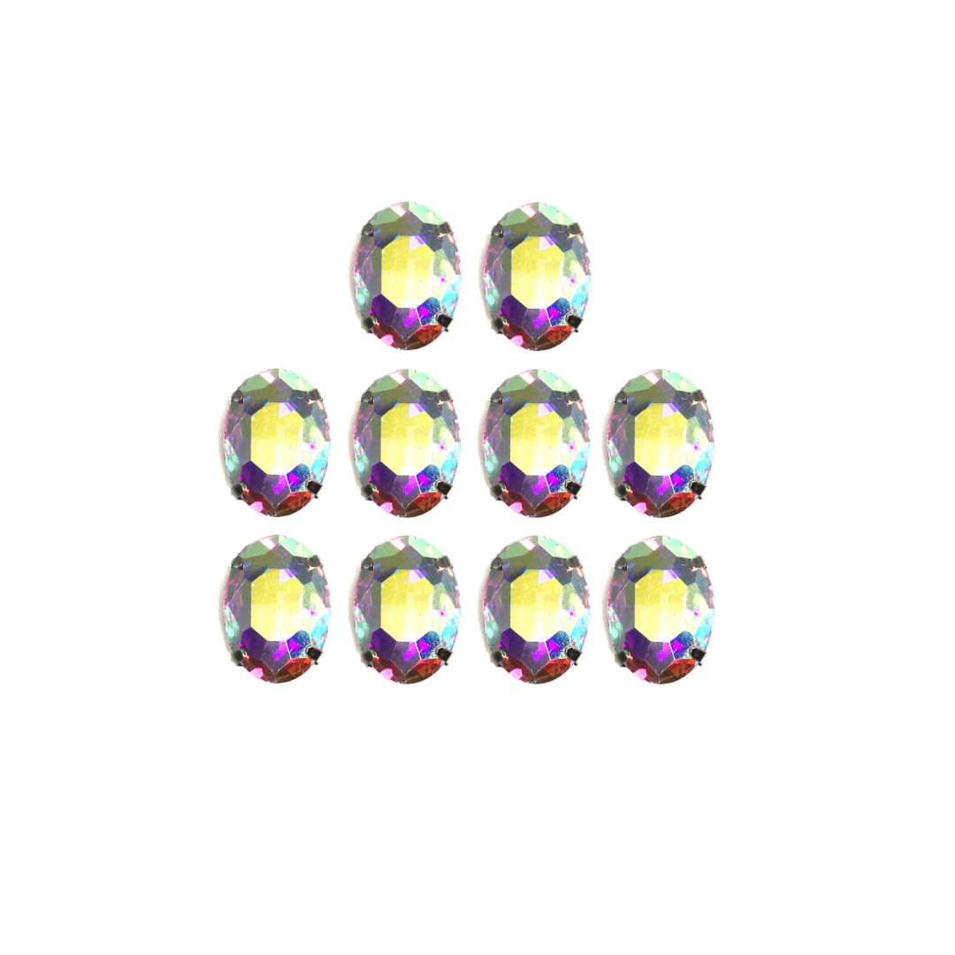 Oval Shape Ab Rainbow Crystal