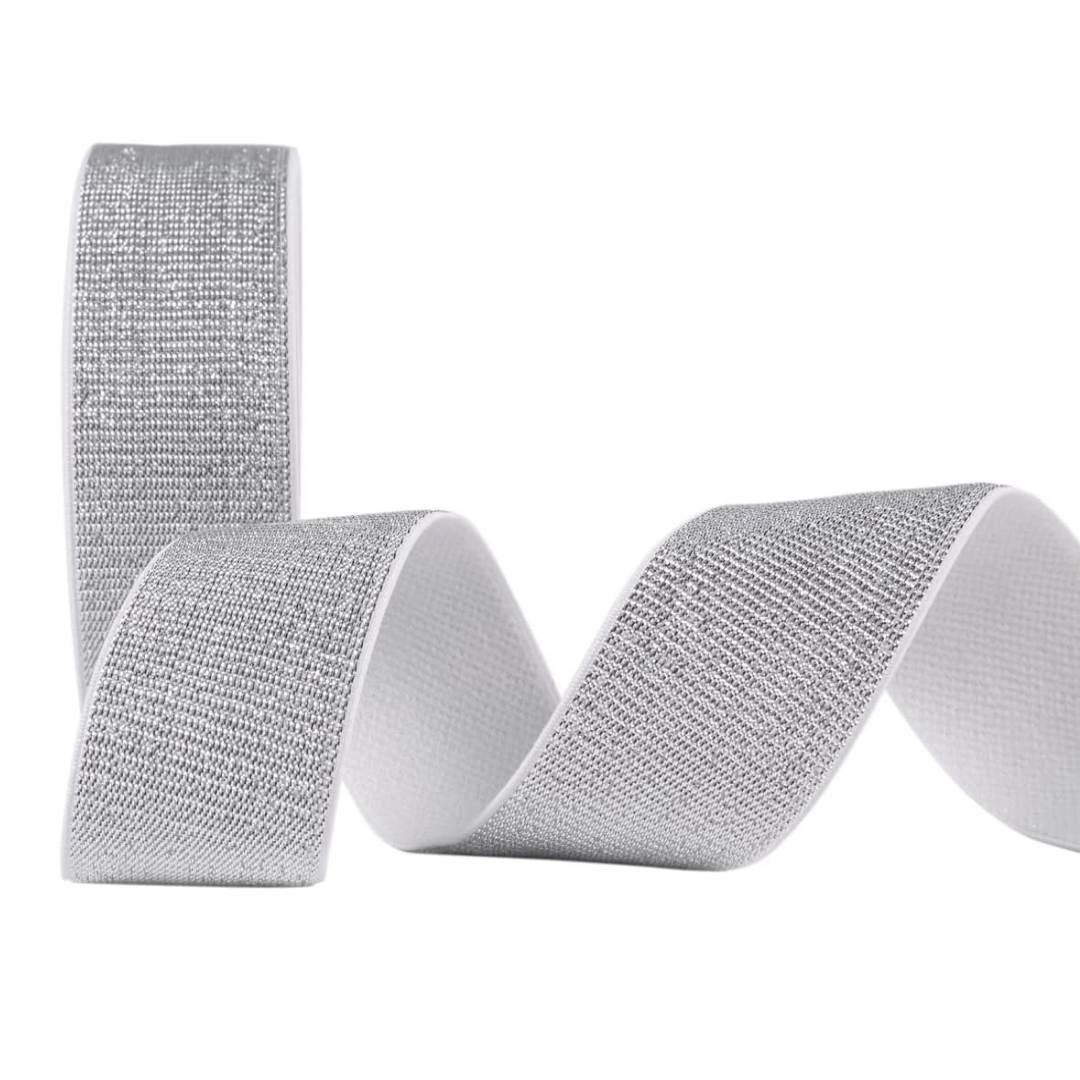 Silver shiny elastic