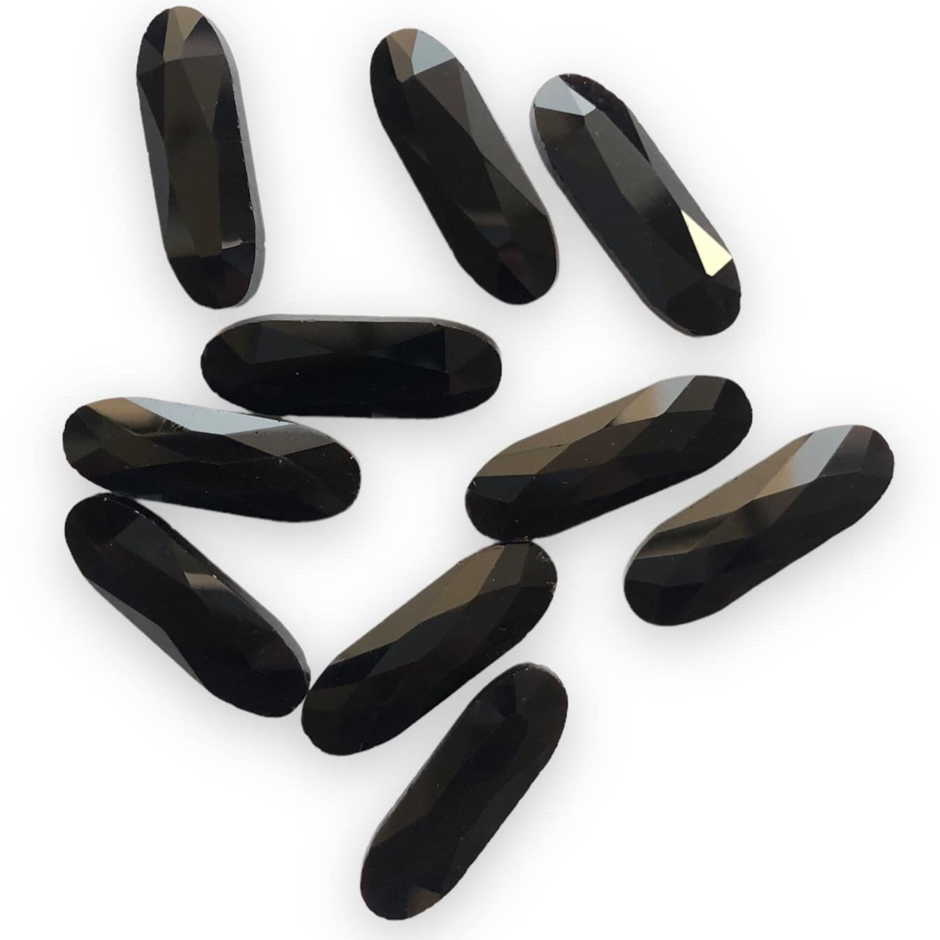 Long Oval Shape Black Crystal Gemstone