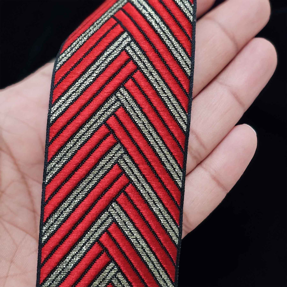 Thumbnail: Red Woven Thread Border Lace 5cm Wide 10Yards Length for DIY Crafts Sewing