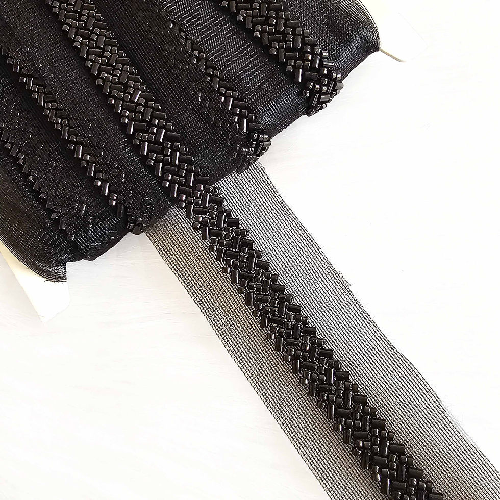 Black Beads Embroidery Border lace